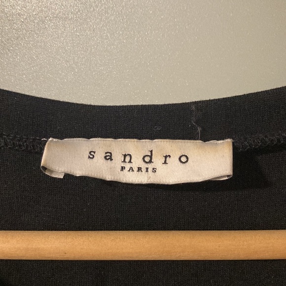 *last call* SANDRO bodycon black dress with leather accents - Picture 4 of 9